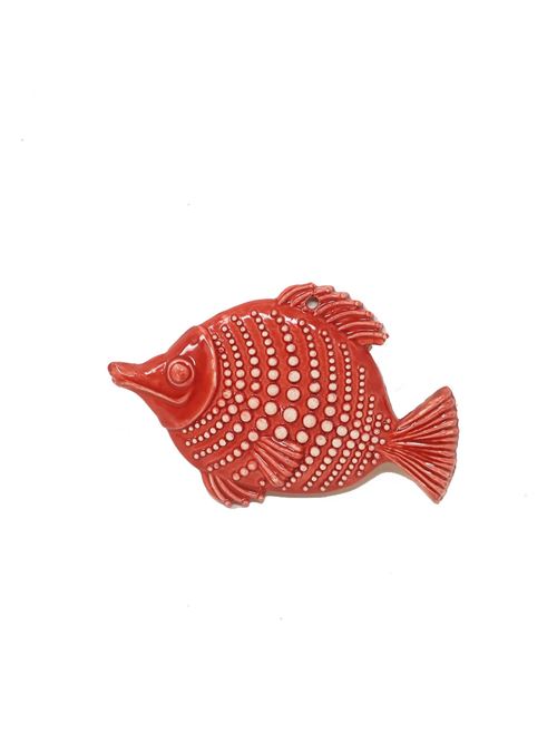 mattonella da appendere a forma di pesce rosso L'Oasi ceramiche | PESCEROSSO